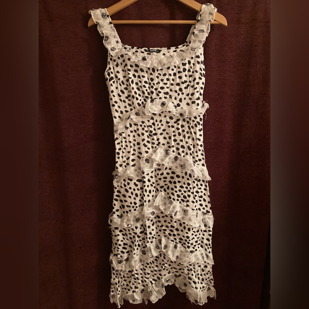 frilly Dalmatian print dress